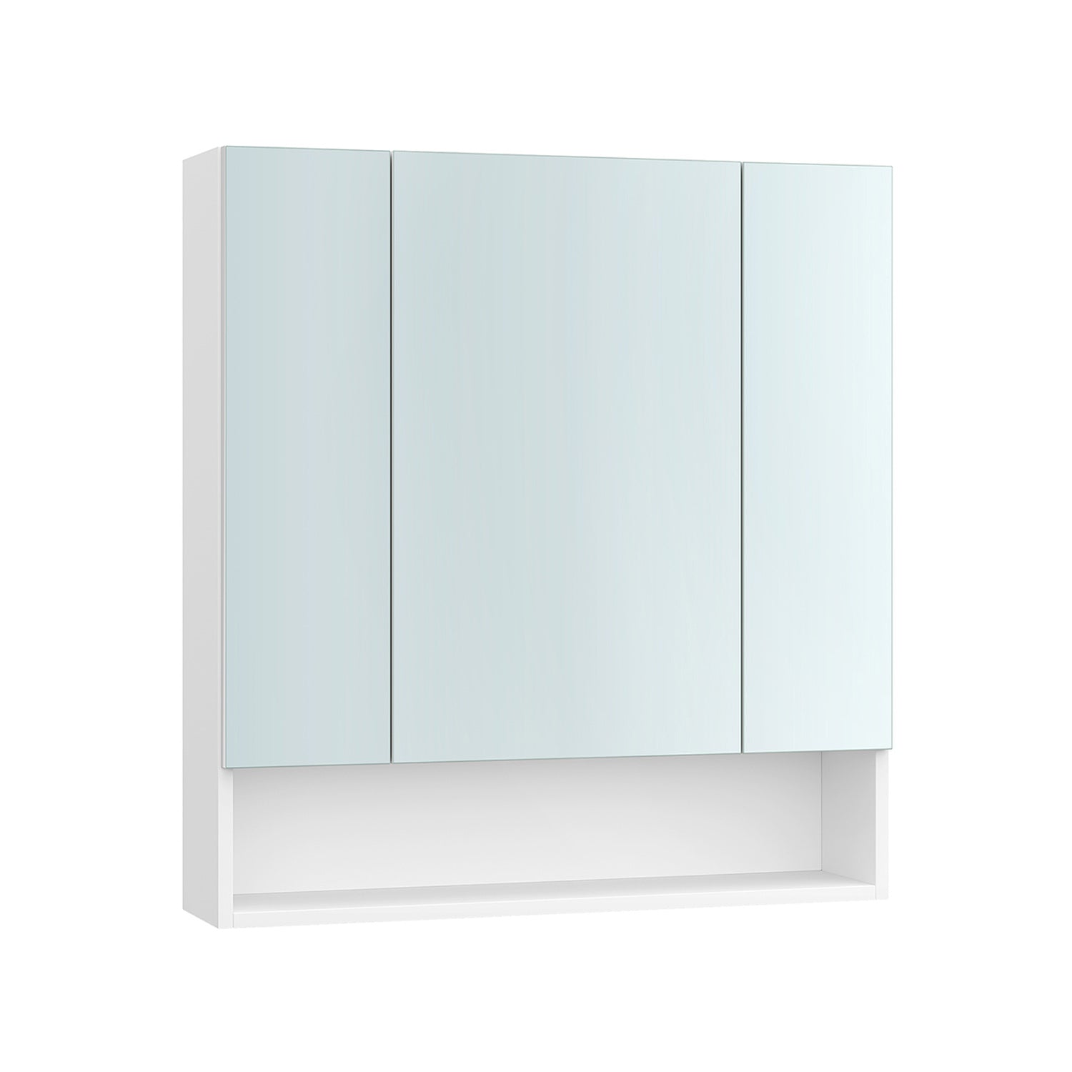 Badezimmerschrank - mit 3 Türen - 16,5 × 70 × 75 cm - Wolkwit