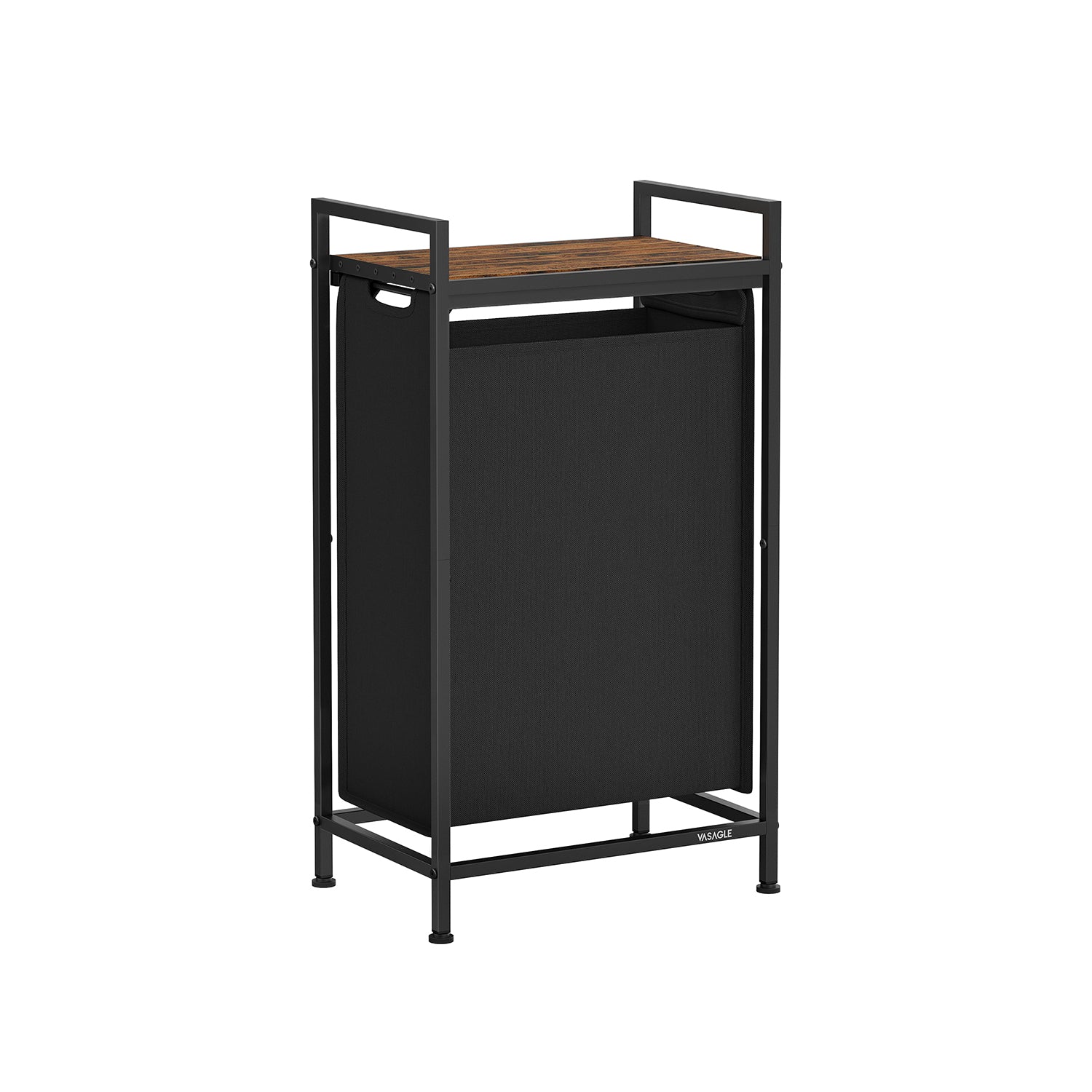 Wäschekorb - mit Planke - Tinte Schwarz und Vintage Braun