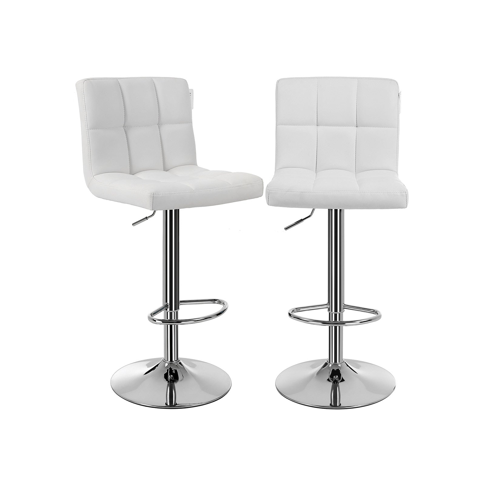 Barhocker - 2 -Set von 2 - mit Rückenlehne - gesteppter Sitz - Weiß