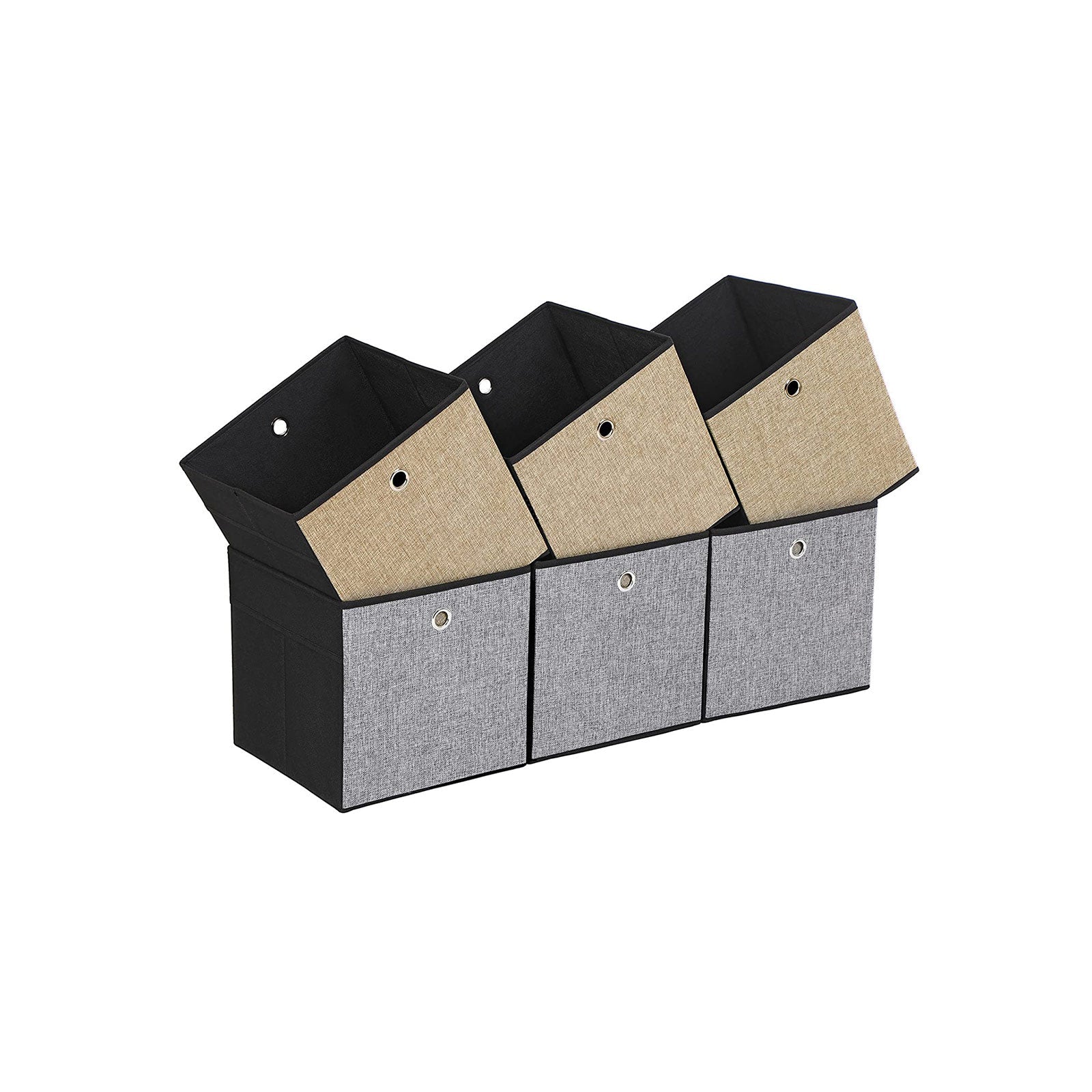 Speicherboxen - faltbar - 6 - braun/grau