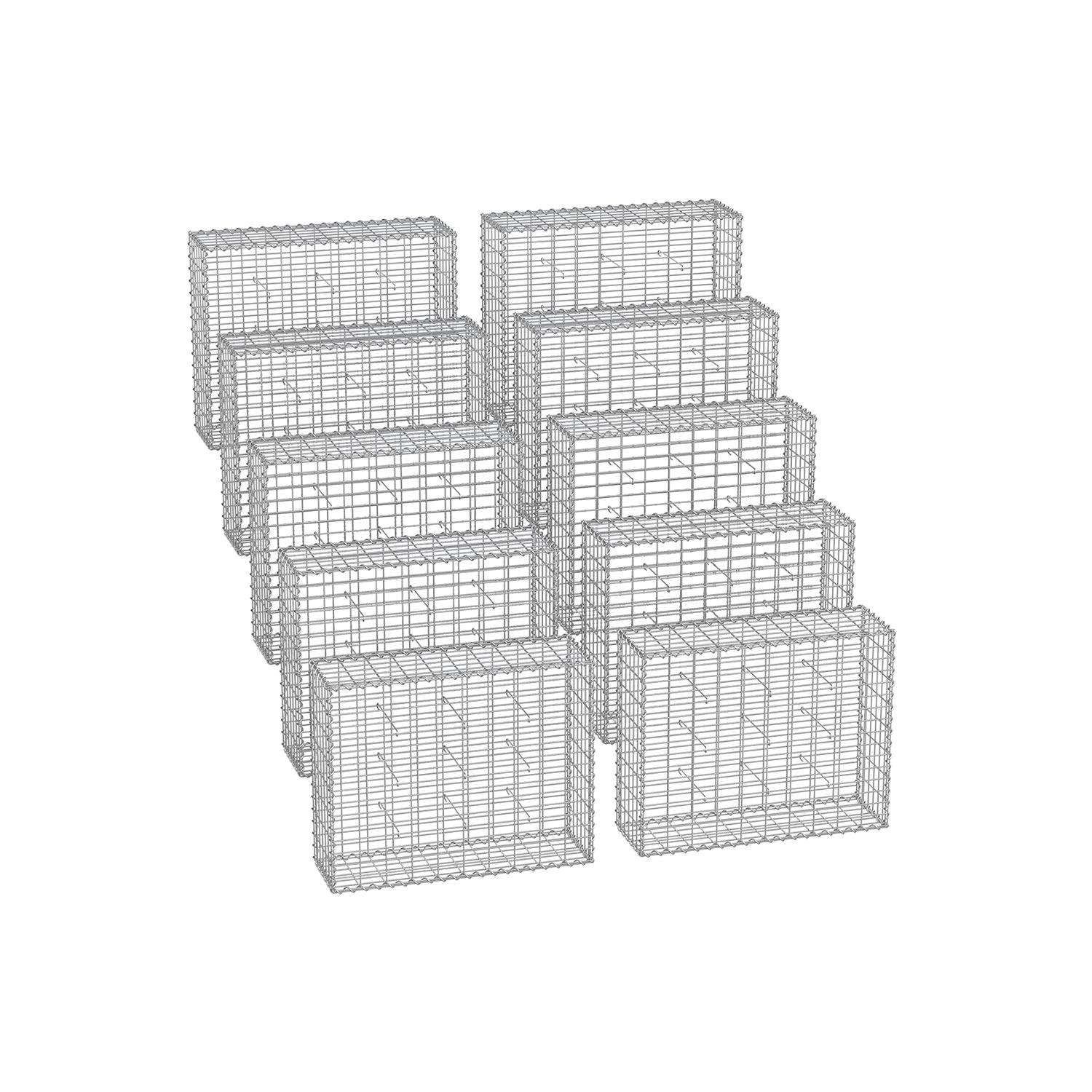 Set von 10 Schanskörben - 100 × 80 × 30 cm - Silber