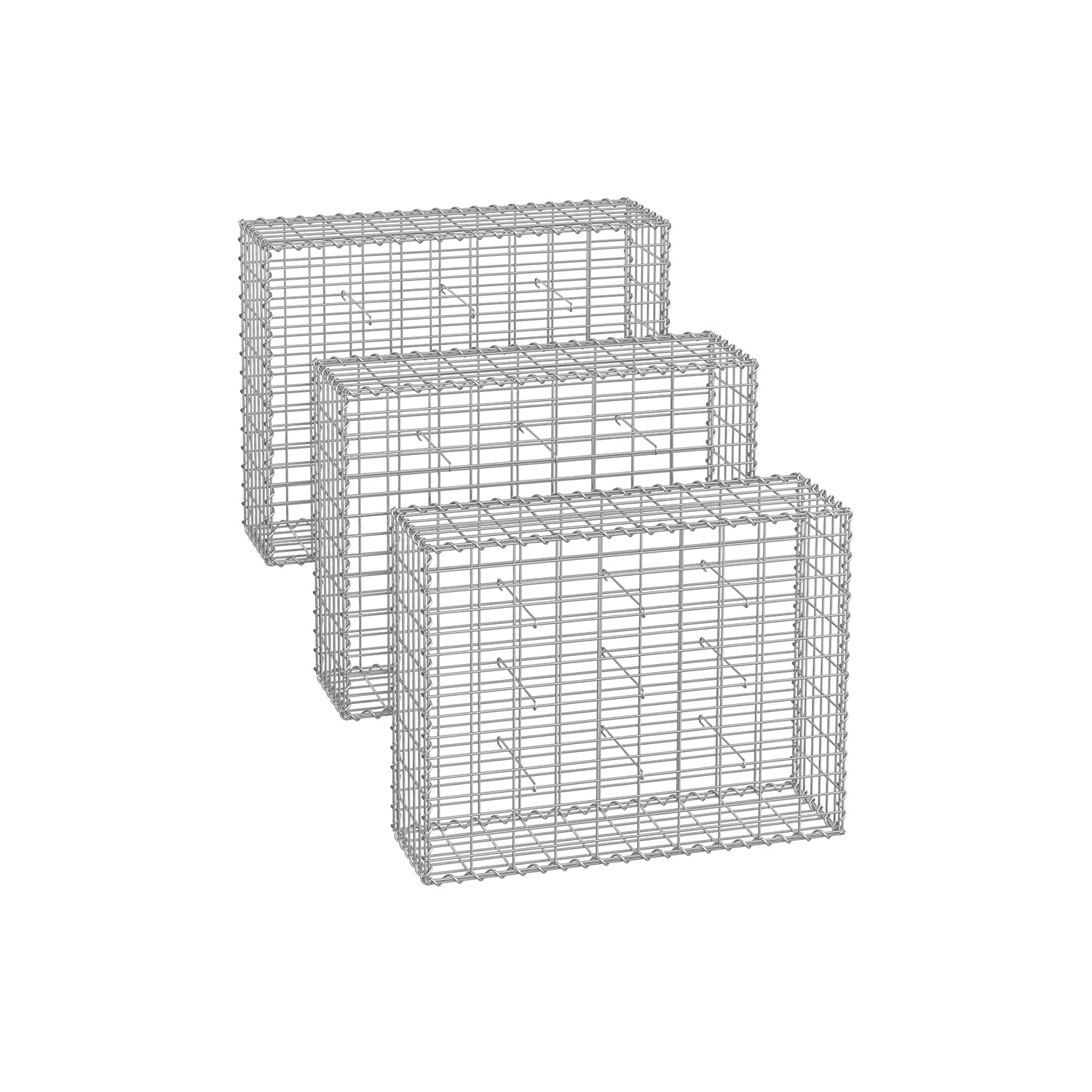 Set von 3 Schanskörben - 100 × 80 × 30 cm - Silber
