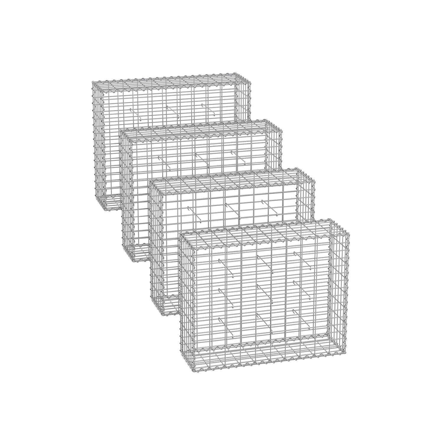 Set von 4 Schanskörben - 100 × 80 × 30 cm - Silber