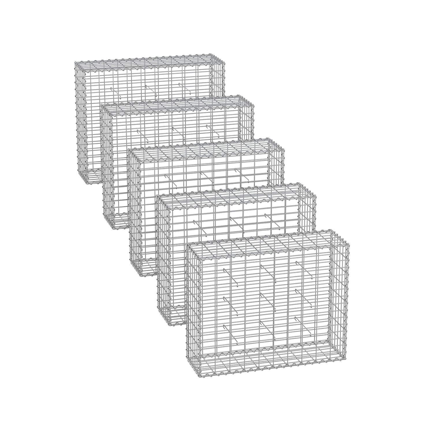Set von 5 Schanskörben - 100 × 80 × 30 cm - Silber