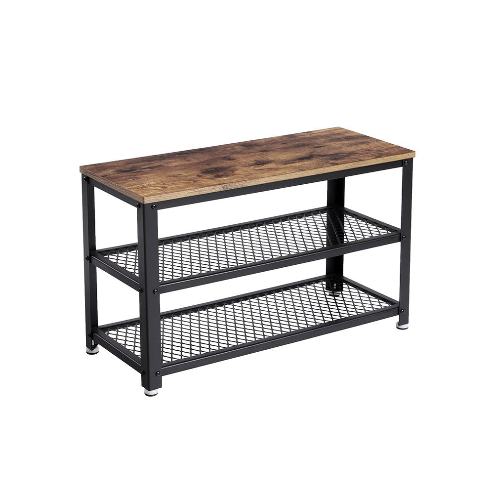 Schuhbank - 2 Regale - 73 x 30 x 45 cm - braun/schwarz