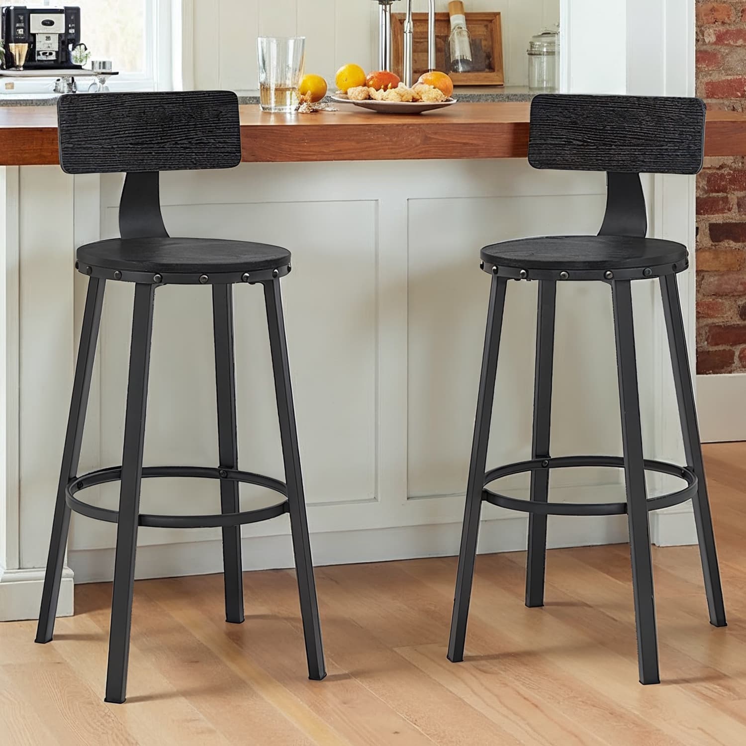 Barhocker - 2 - Industriedesign - Ebenholz - Schwarz