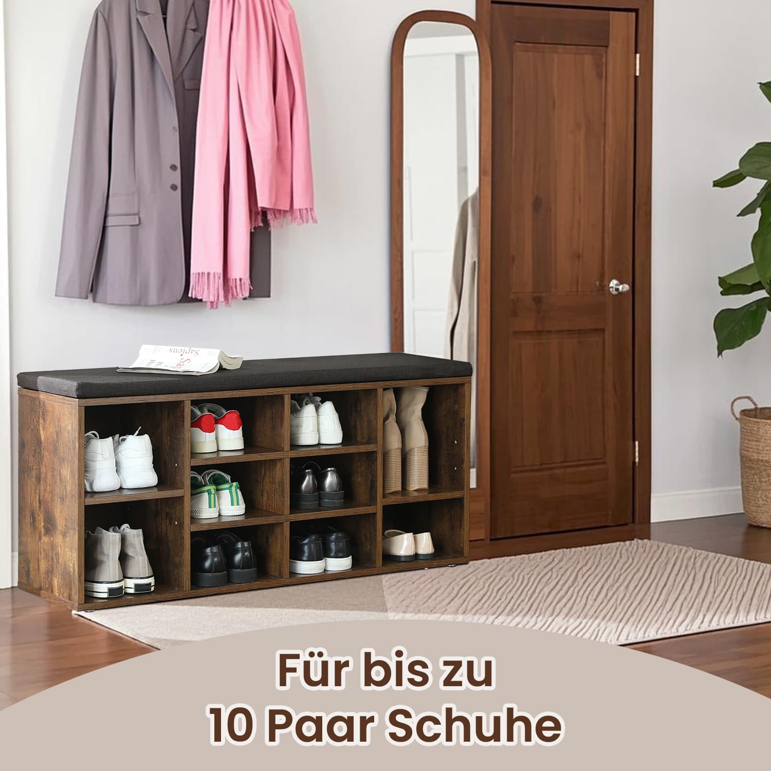 Schuhbank - Sofa mit Stauraum, kombiniert mit Schuhregal