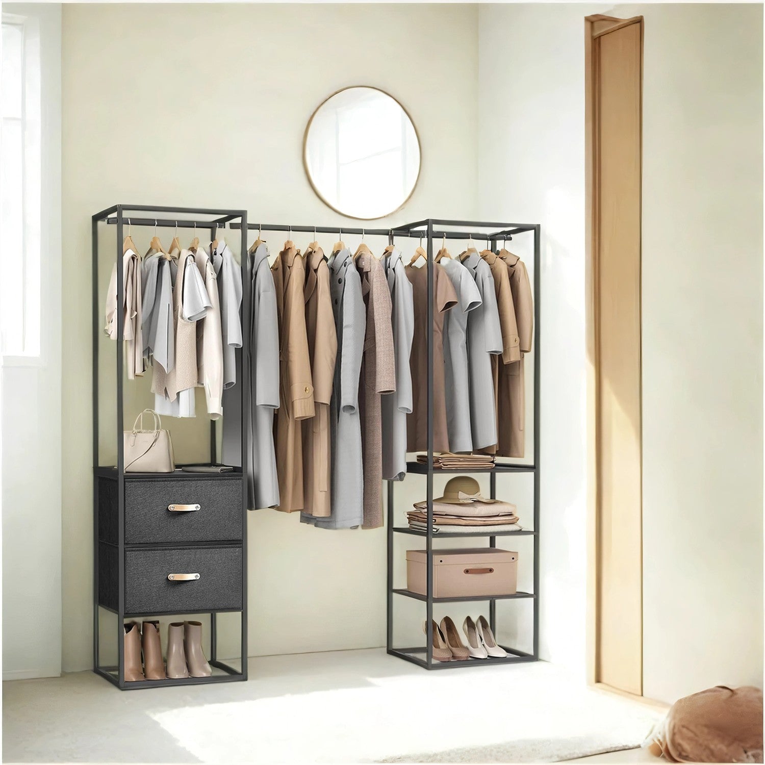 Kleidungsständer - 2 Schubladen - Ebenholz schwarz