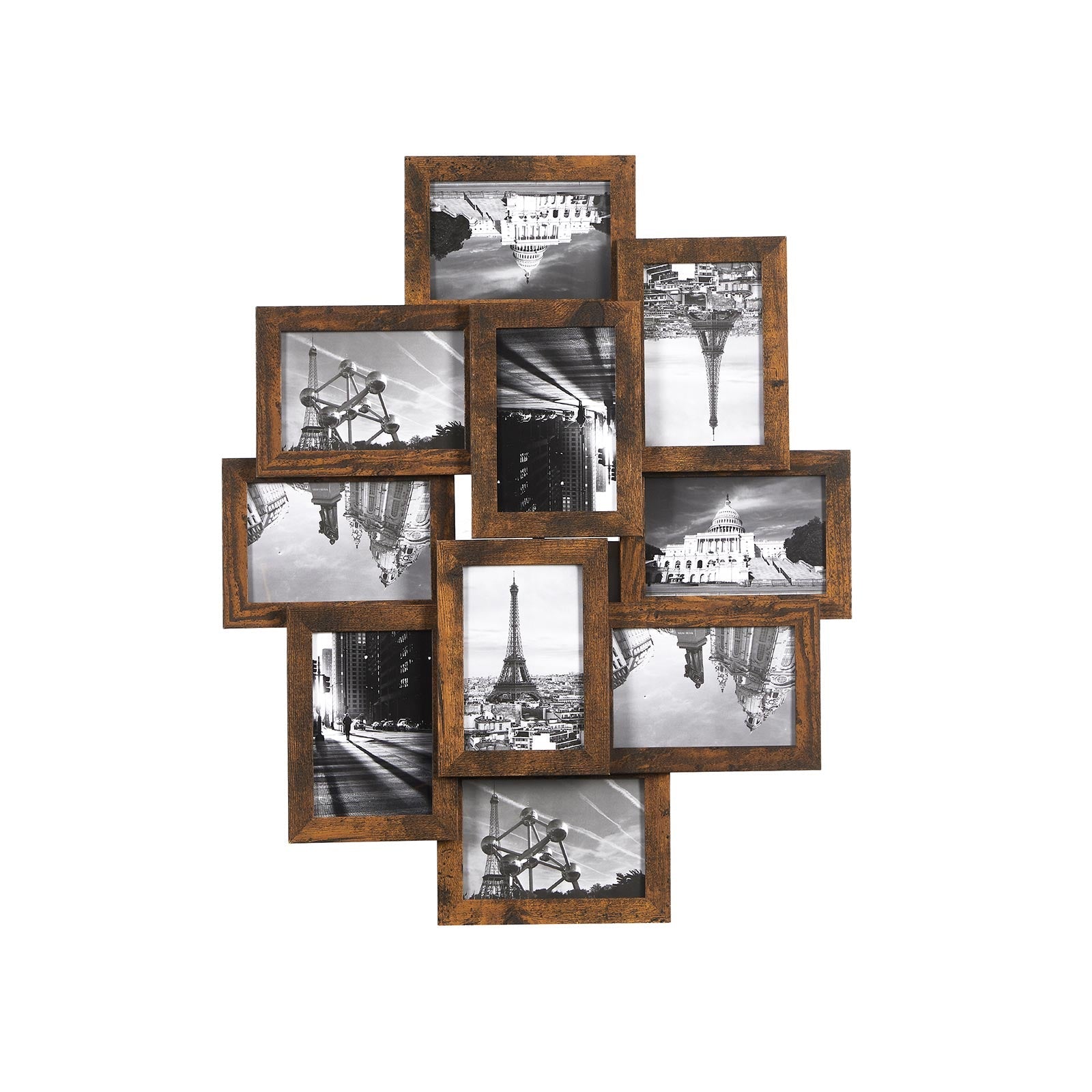 Fotorahmen - Collage - für 10 Fotos - Vintage Brown