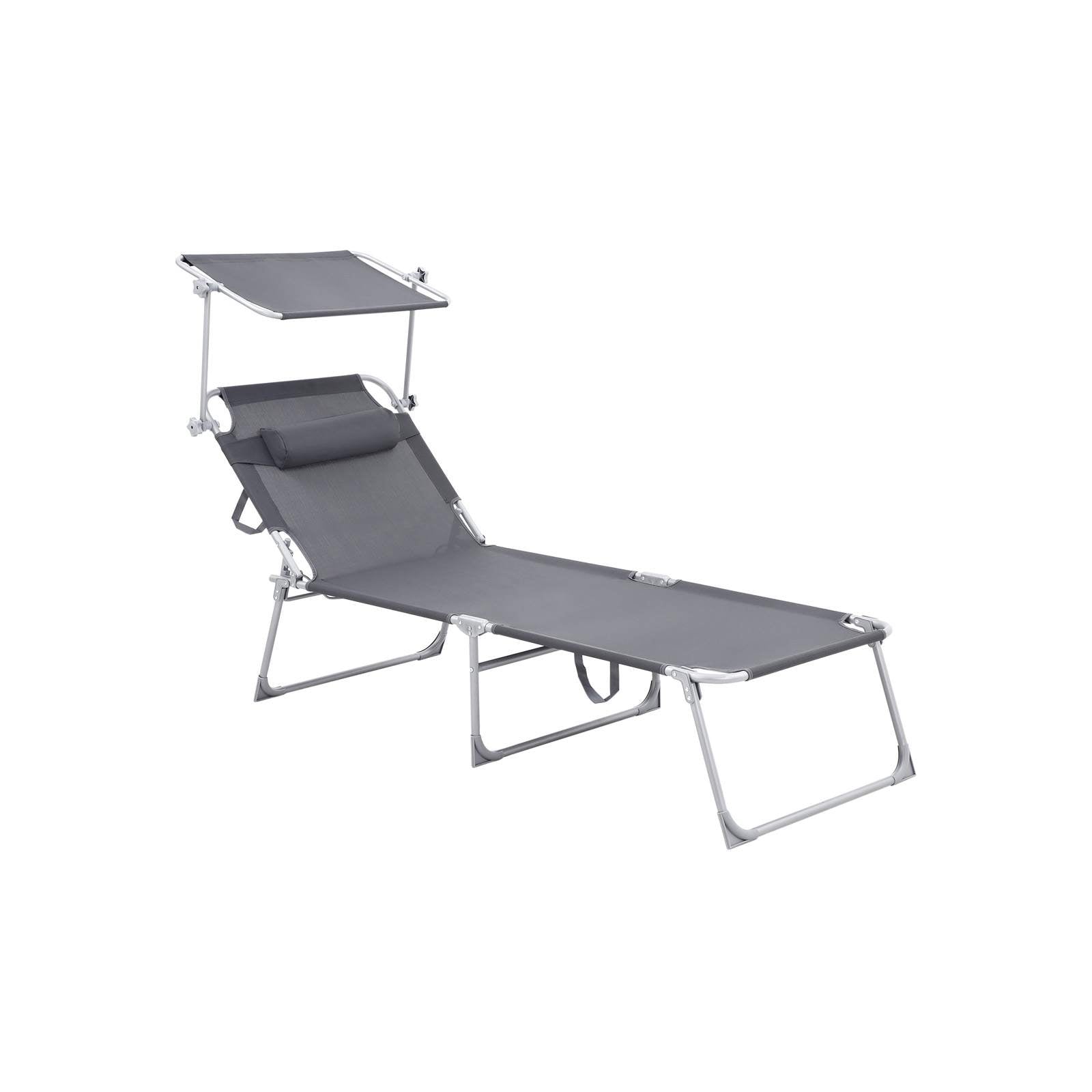 Seltsam - Loungebett - Liege - mit Sonnenbesuch - Laienkapazität von bis zu 250 kg - grau