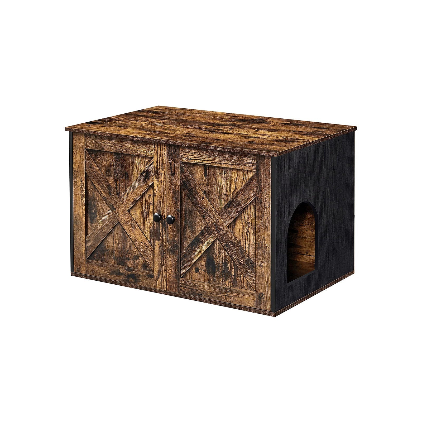 Katzenschalenmöbel - Katzenhaus mit Türen - Vintage Brown / Schwarz