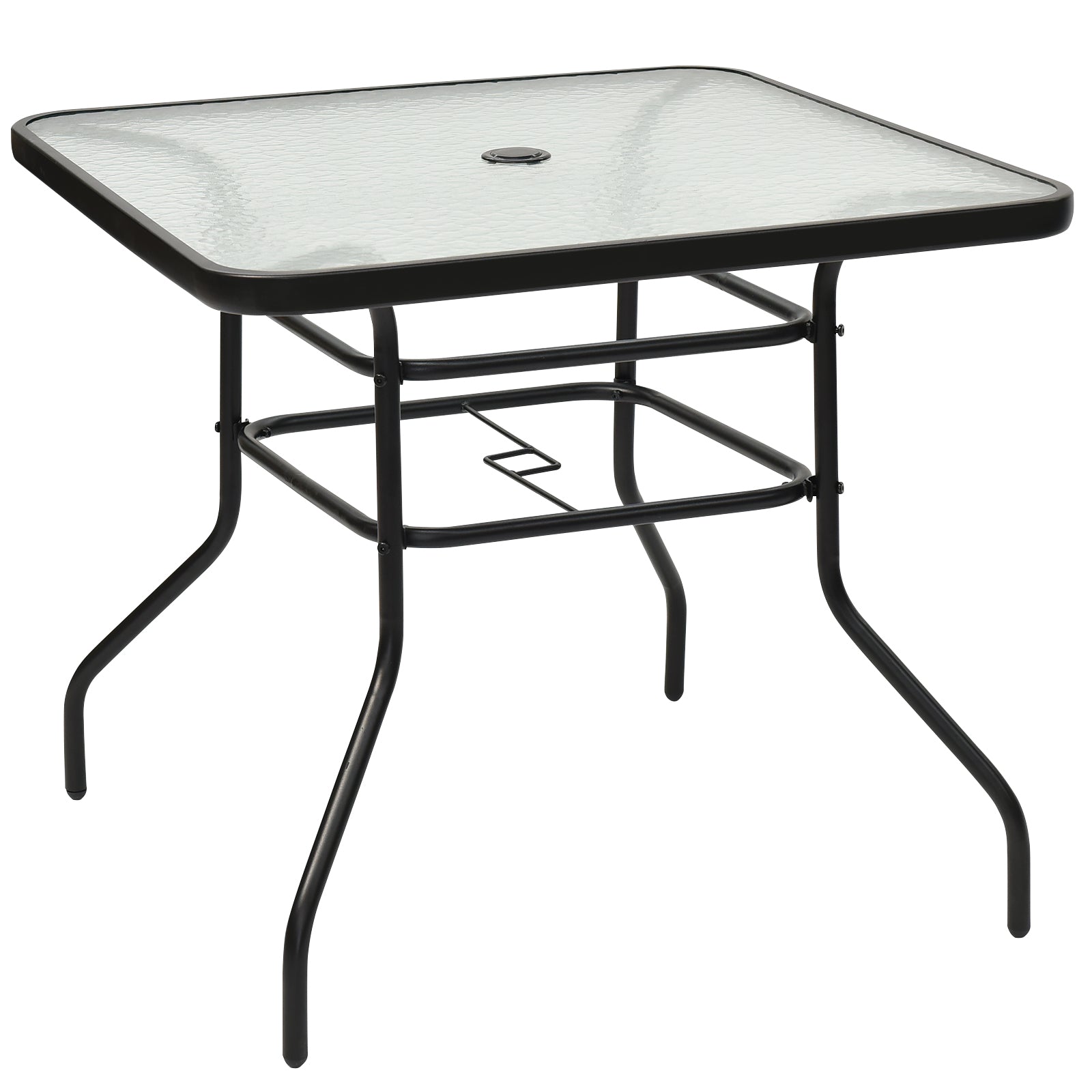 Uteplatsbord – Rektangulärt soffbord med bordsskiva Bistrobord Trädgårdsbord Glasbord – Svart