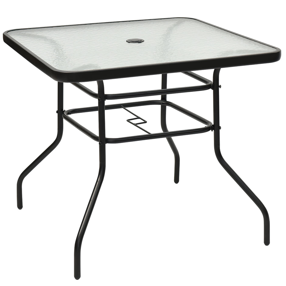 Uteplatsbord – Rektangulärt soffbord med bordsskiva Bistrobord Trädgårdsbord Glasbord – Svart
