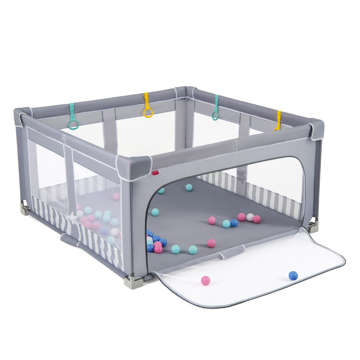 Stor – Barn Box BPA fri Ihopfällbar Lekgård med Dragkedja Port – 127 x 127 cm – Grå