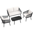 Rattan – Trädgårdsmöbler Set Balkongmöbler med sitt och ryggkuddar Terrassmöbler – Svart