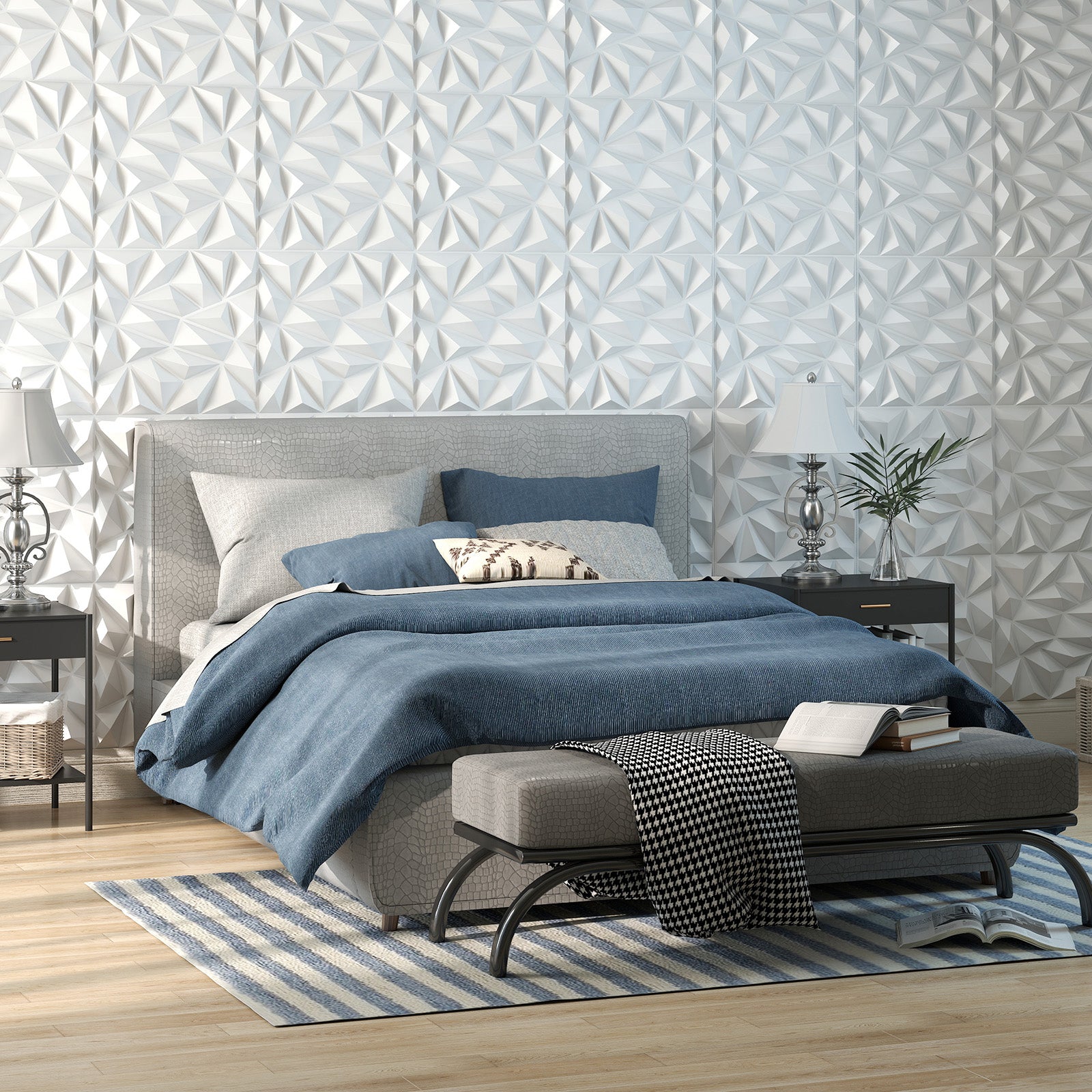 stycken – 3D väggpaneler diamant väggbeklädnad väggdekoration 10m² – 40 50 x 50 cm – Vit