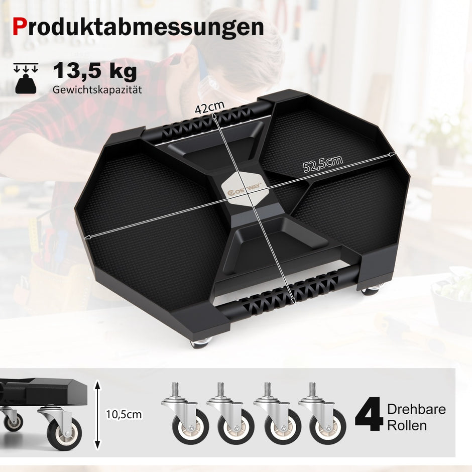 Mobil – monteringsrullbord Verktygskrypare med vridbara hjul bärförmåga Universell verkstadsvagn – 4 135 kg – Svart
