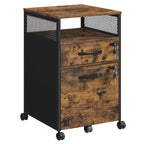 Archivschrank - Büroschrank - mit 2 Schubladen und Schloss - Holzlook - Brown