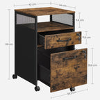 Archivschrank - Büroschrank - mit 2 Schubladen und Schloss - Holzlook - Brown