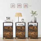 Archivschrank - Büroschrank - mit 2 Schubladen und Schloss - Holzlook - Brown