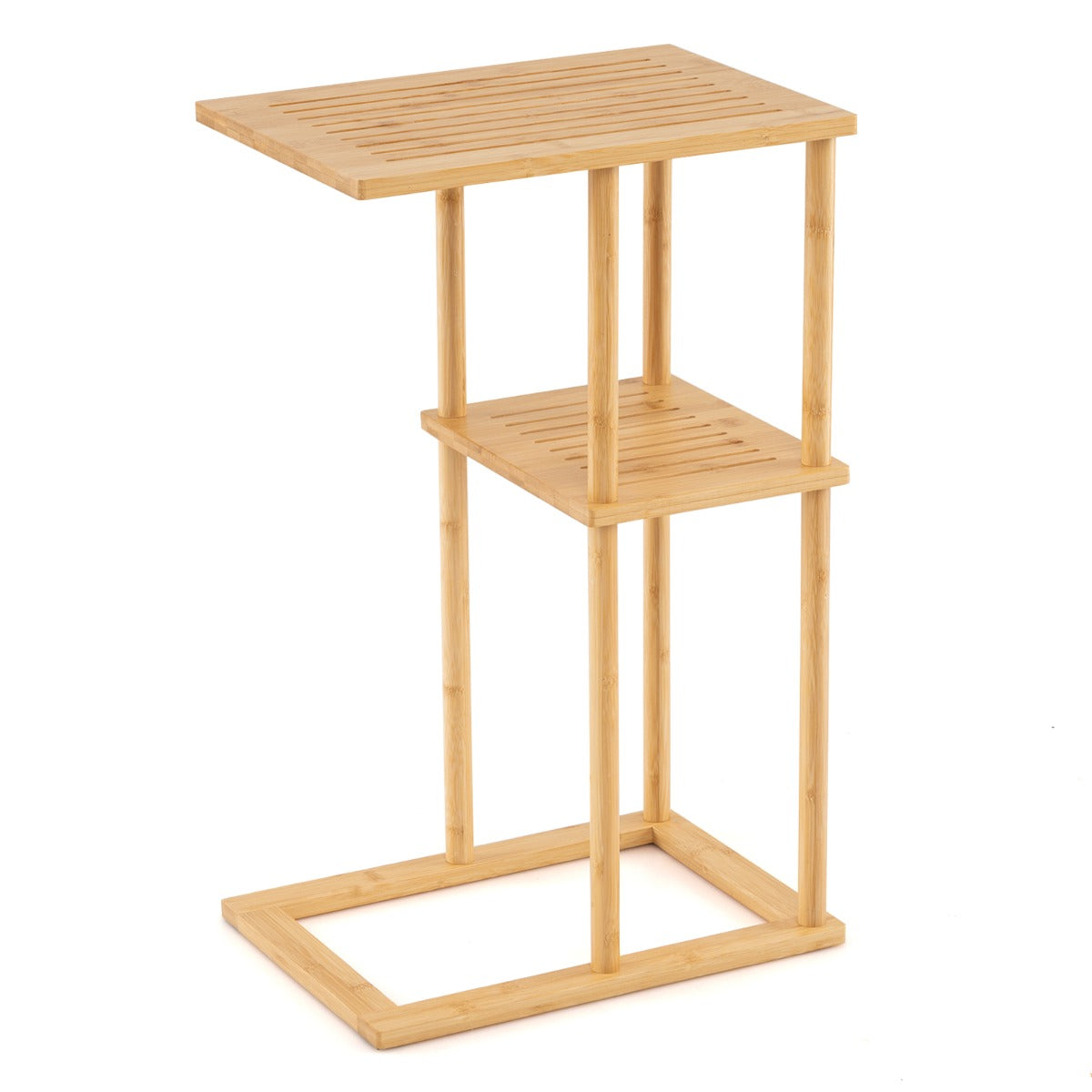 pack – sidobord Smalt nattduksbord Rektangulärt soffbord C form Bambu – 2 – Natur