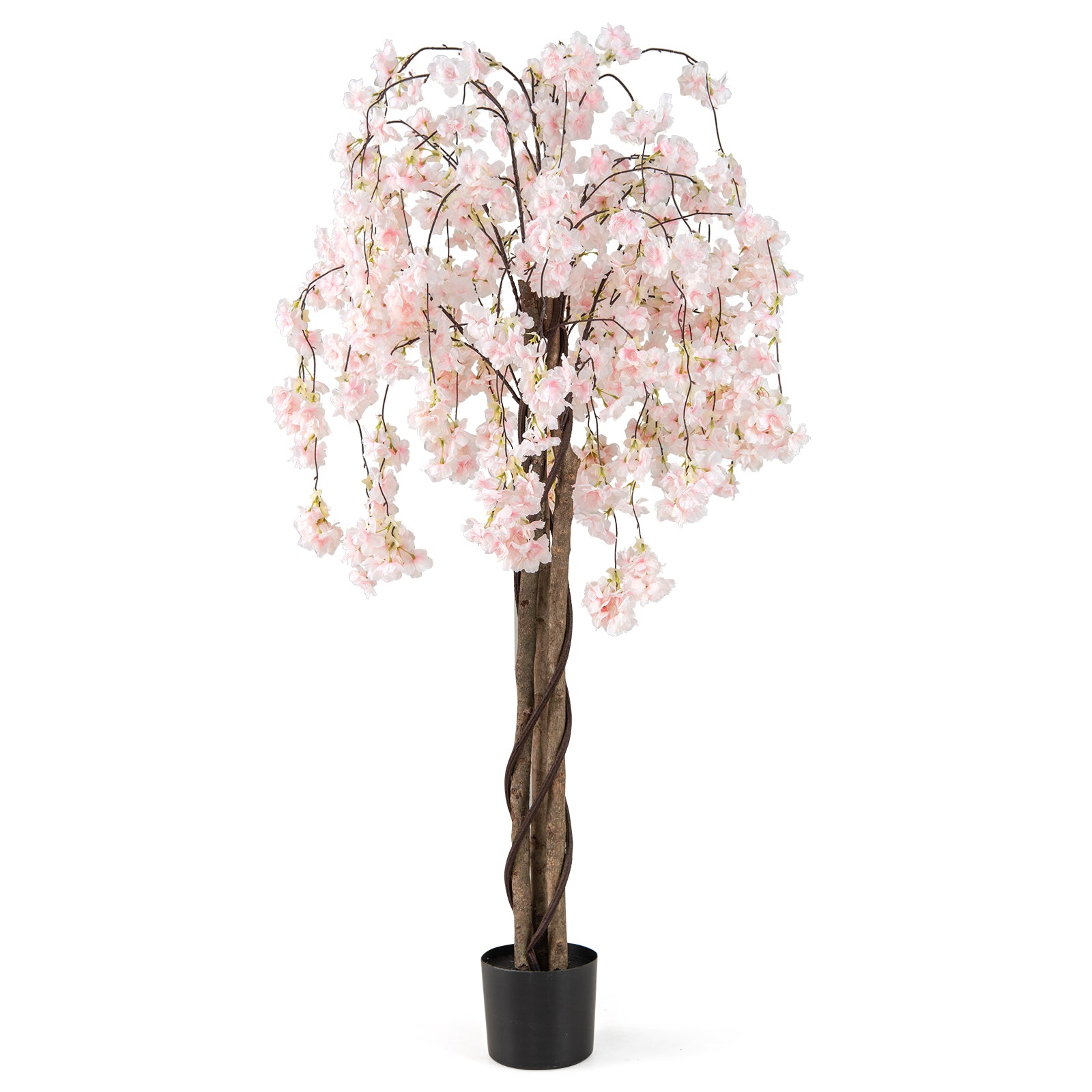 Konstgjord – körsbärsblomsträd i kruka Konstblomma med vita blommor – 163 cm – Vit