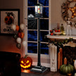 Halloween – dekoration gatlykta med färgade LED lampor, musik och snöeffekt – 6 155 cm – Svart