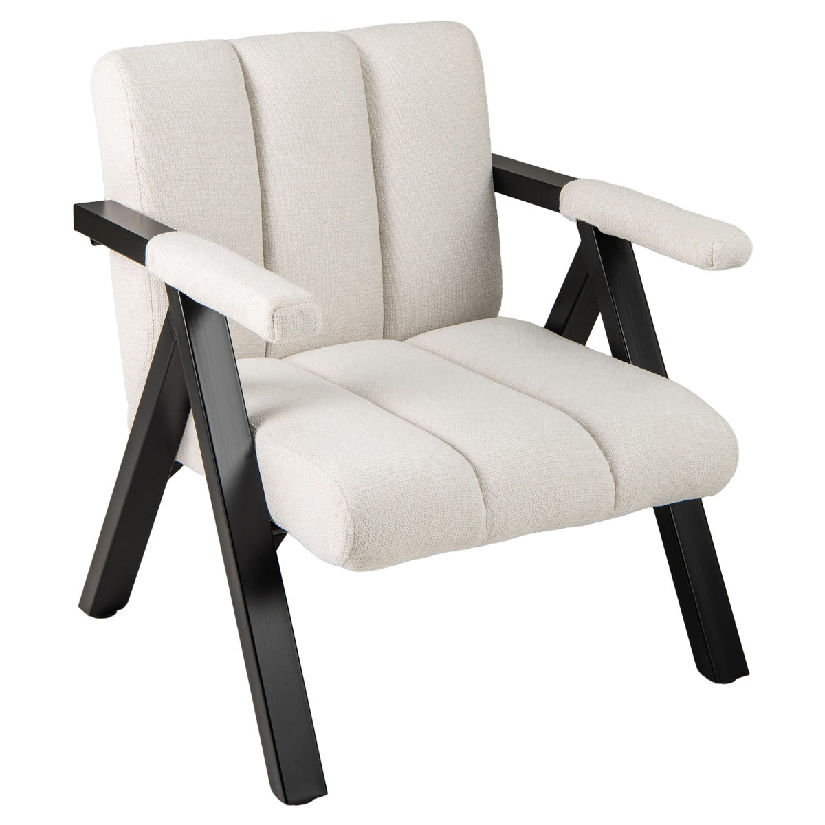Polstrad – loungestol med armstöd och metallram Modern soffstol Relaxstol – Beige