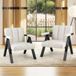Polstrad – loungestol med armstöd och metallram Modern soffstol Relaxstol – Beige