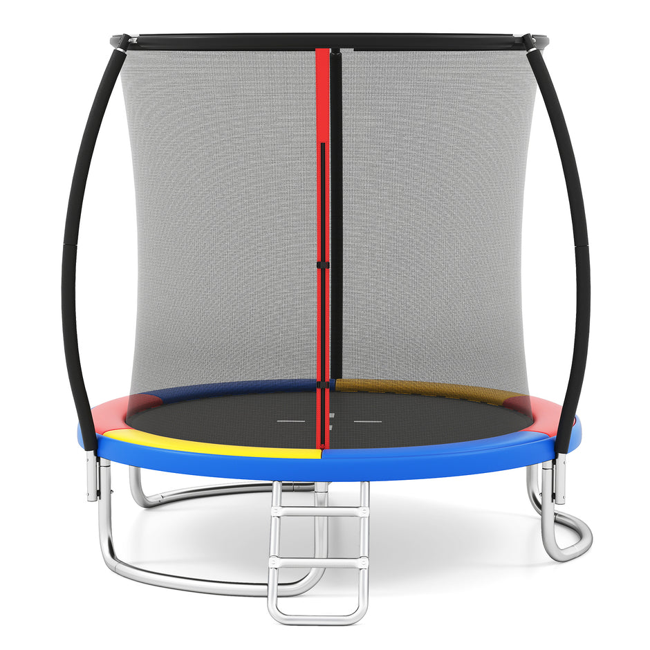 Trampolin – med stege och säkerhetsnät Rundt – Ø 244 cm – Orange