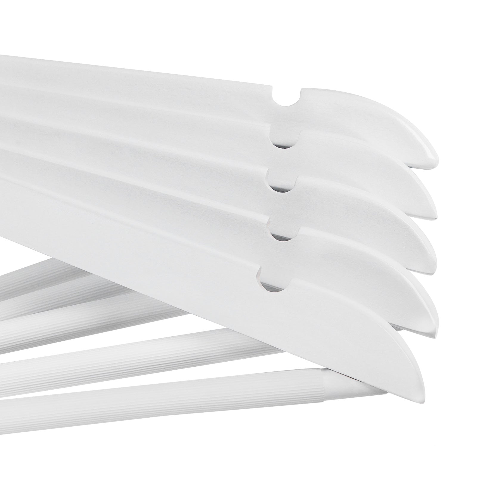 Hölzerne Kleidungsbügel - Set von 10 - Massivholz - Weiß
