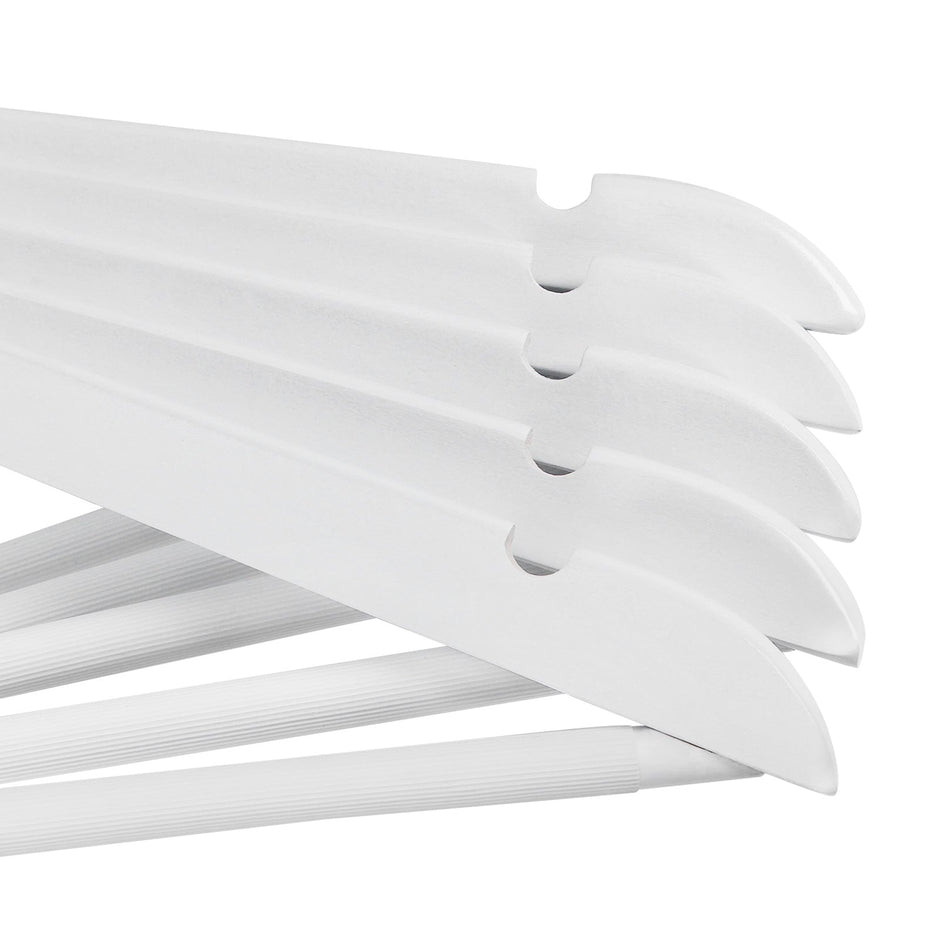 Hölzerne Kleidungsbügel - Set von 10 - Massivholz - Weiß
