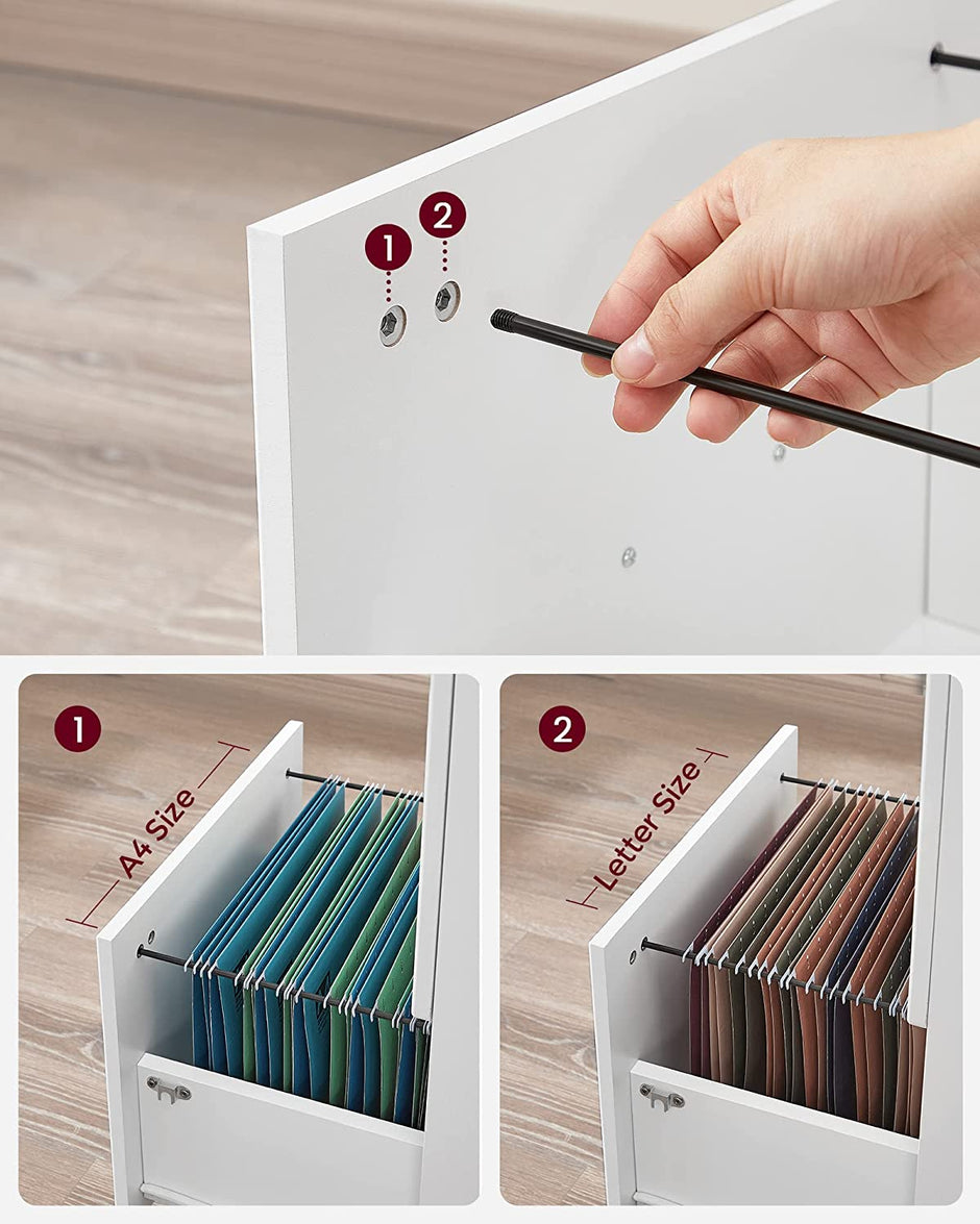 Archivschrank - Rollbehälter - mit verstellbaren Hangordnern - Weiß