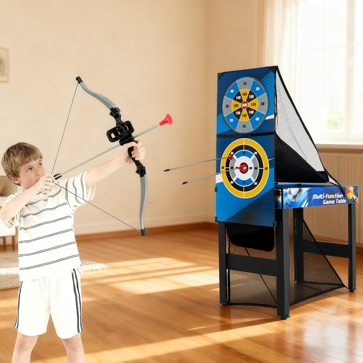 I – Kombi Speltavla Set Multi Med Billiard Hockey Bordtennis Basketboll Fotboll Skjuta Flipper Dart – 10 1 – Blå