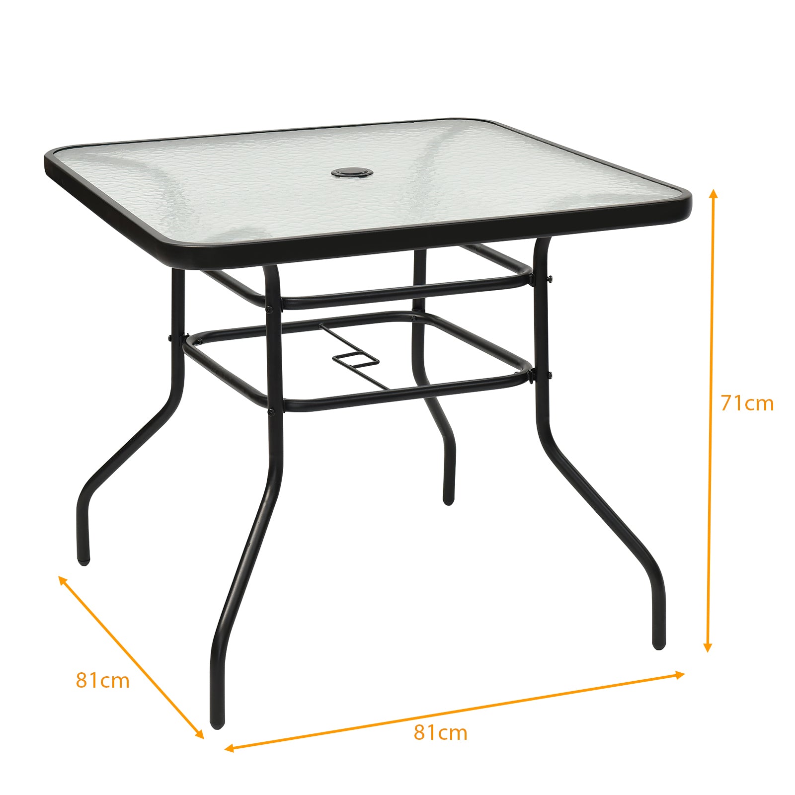 Uteplatsbord – Rektangulärt soffbord med bordsskiva Bistrobord Trädgårdsbord Glasbord – Svart