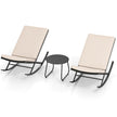 delat – svängande bistro set PE rattanstolar med metallsoffbord och tjocka kuddar trädgårdsmöbel – 3 – Beige