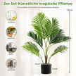 pack – Konstgjord Areca Palm Konstväxt i kruka med gröna blad – 2 90 cm – Grön