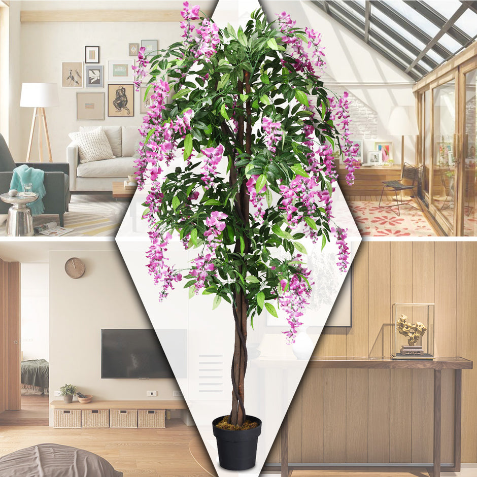 Konstgjord – växt Användbar Palm – 180 cm – Rosa