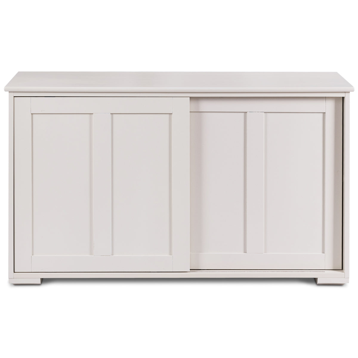 Skänk – Köksskåp Sidoskåp med skjutdörrar Vit/Brun – 106,5 x 33 x 60 cm – Beige
