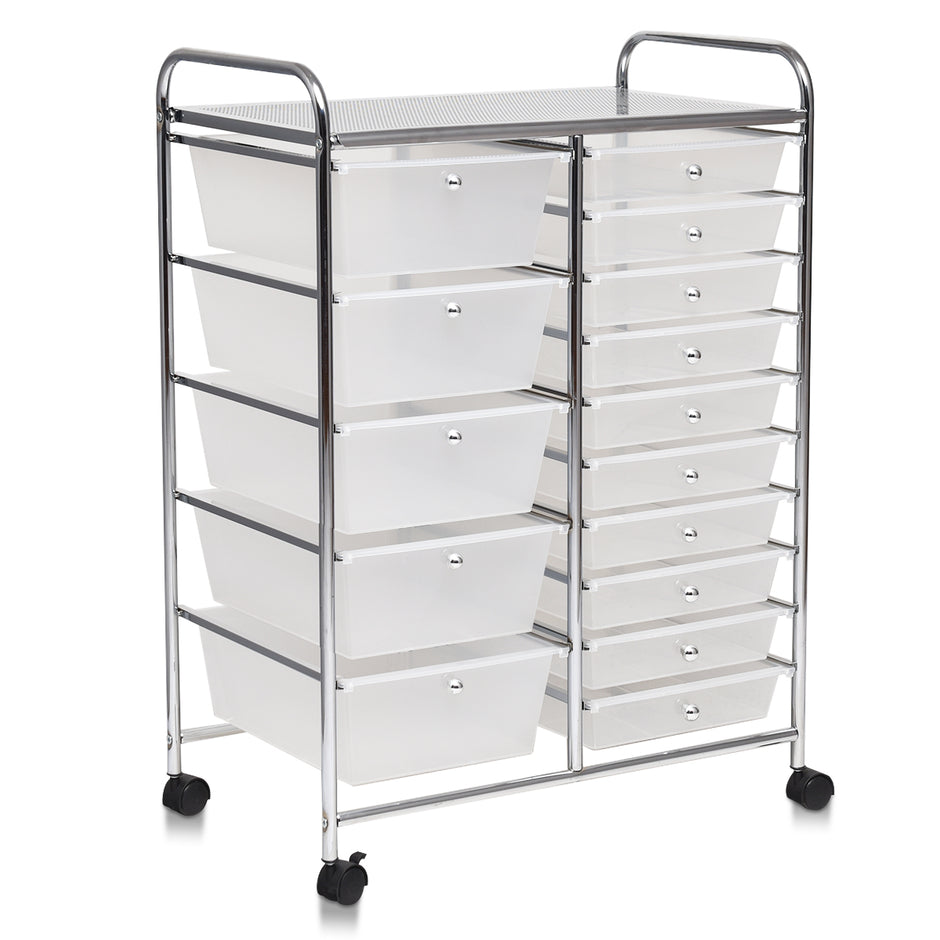 Vagn – med stapelbara lådor Rullbehållare Färgad/Svart Transparent – 15 15 63 x 37 x 87 cm – Genomskinlig