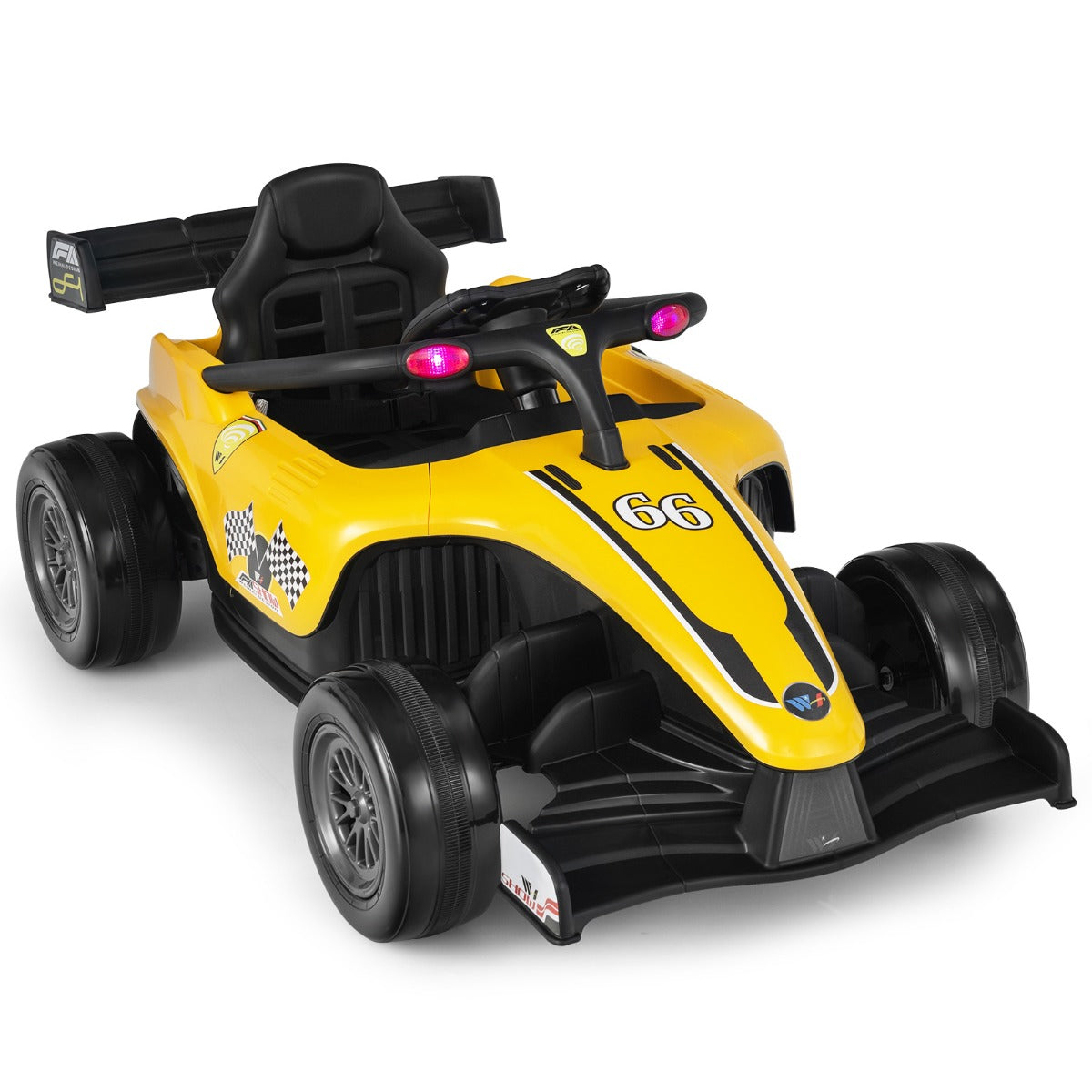 Småbarns – elbil 12V Barnbil Elektrisk racingbil för med fjärrkontroll – Gul