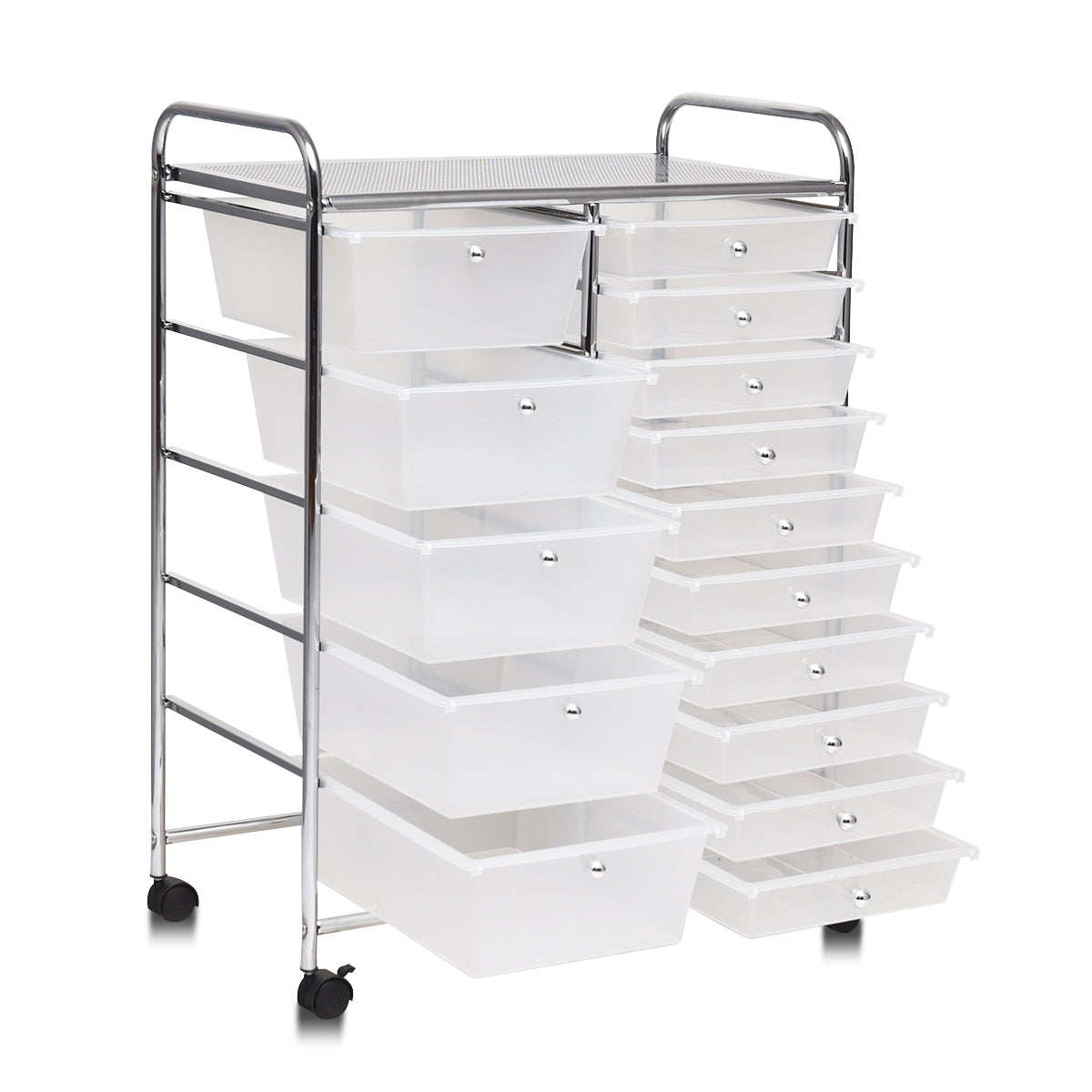 Vagn – med stapelbara lådor Rullbehållare Färgad/Svart Transparent – 15 15 63 x 37 x 87 cm – Genomskinlig