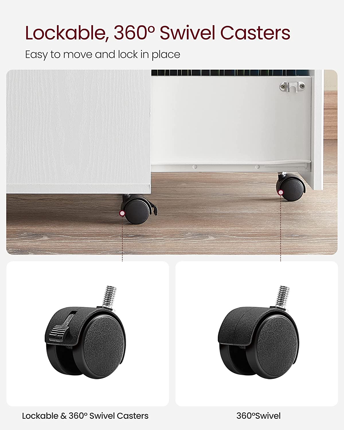 Archivschrank - Rollbehälter - mit verstellbaren Hangordnern - Weiß