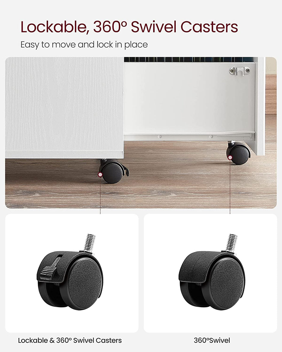 Archivschrank - Rollbehälter - mit verstellbaren Hangordnern - Weiß