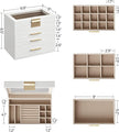 Schmuckschachtel - Schmuckschachtel - mit 4 Levels - mit Glasdeckel - 3 Schubladen - Weiß