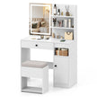 Sminkbord – med spegel och belysning pall Frisörbord Kosmetiktabell – Vit
