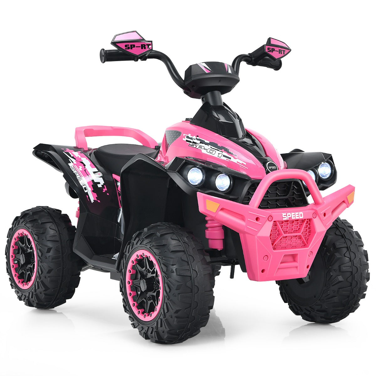 12V – Electric Kids Quad med musikhorn och LED strålkastare Pink – Rosa