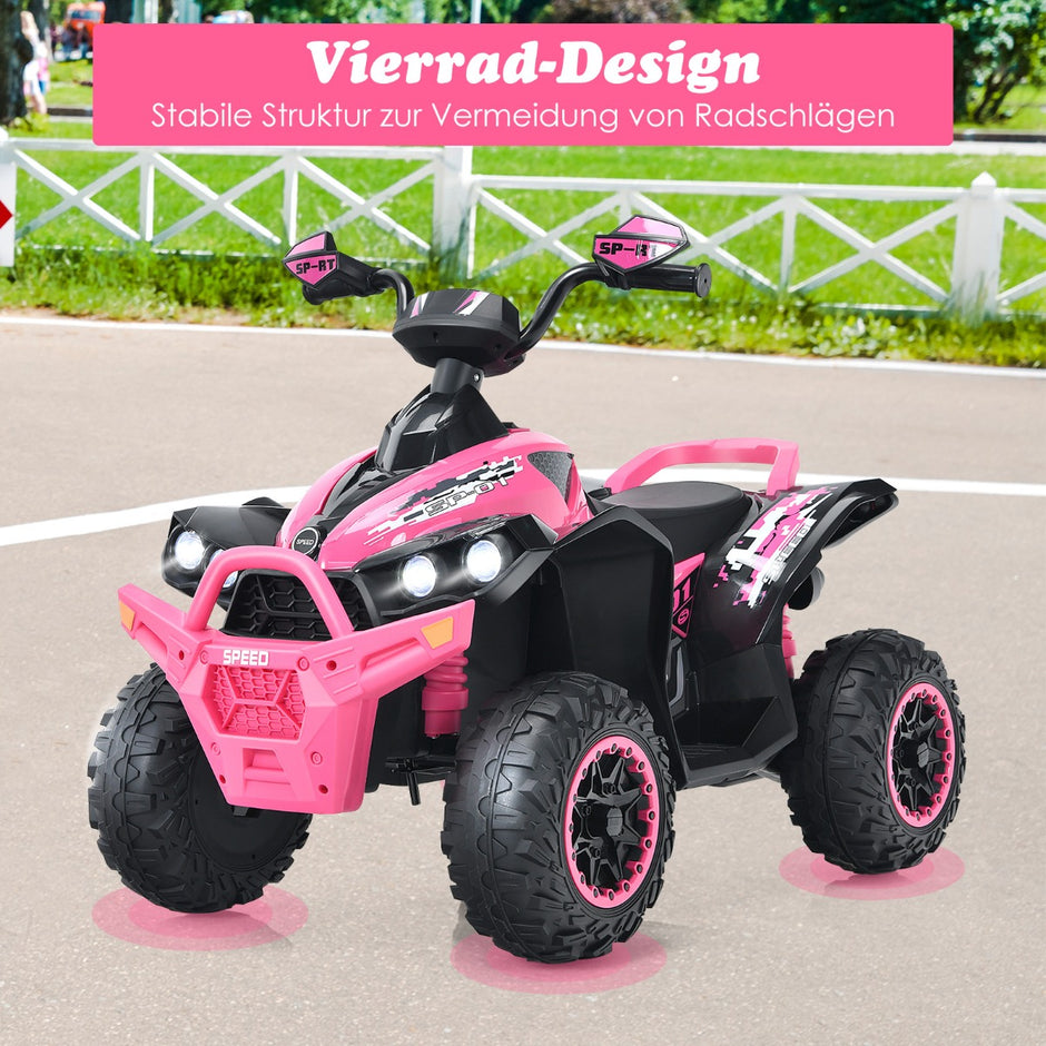 12V – Electric Kids Quad med musikhorn och LED strålkastare Pink – Rosa