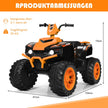 12V – elektrisk barnquad med strålkastare Mini musik och tuta Barnbil – Orange