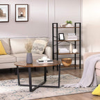 Bücherregal - 4 Level - Lagerregal mit Stahlrahmen - 120 cm hoch - braun/schwarz